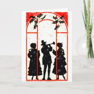 Cartes Pour Fêtes Annuelles Caroleurs de Noël Silhouette 1920