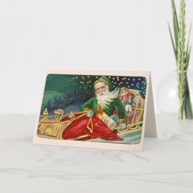 Cartes Pour Fêtes Annuelles Caroleurs de Noël victoriens du Père Noël vintage (Devant)