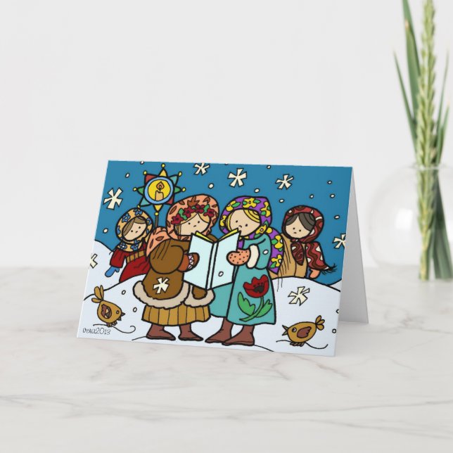 Cartes Pour Fêtes Annuelles Carollers de Noël ukrainiens (Devant)