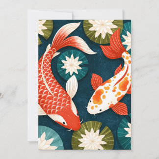 Cartes Pour Fêtes Annuelles Carpes Koi Japonaises Jardin Zen Fleurs de Lotus