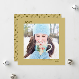 Cartes Pour Fêtes Annuelles Carré minimal 1 Photo Simple Joy Gold