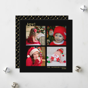 Cartes Pour Fêtes Annuelles Carré minimal 4 Photo Noël Joie Noir