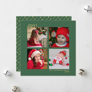 Cartes Pour Fêtes Annuelles Carré minimal 4 Photo Noël Joie verte