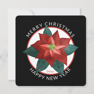 Cartes Pour Fêtes Annuelles Carré moderne Joyeux Noël Gros Poinsettia rouge