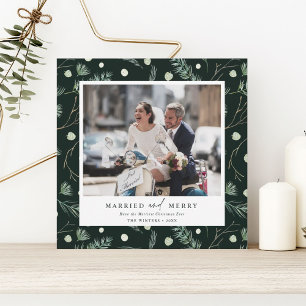 Cartes Pour Fêtes Annuelles Carré photo Marié et Joyeux hiver