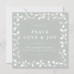 Cartes Pour Fêtes Annuelles Carré Vert Main Imprimé Holly Peace Love + Joy