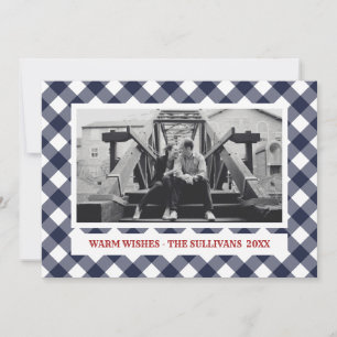 Cartes Pour Fêtes Annuelles Carreaux Bleus   Rustique    Photo de vacances per