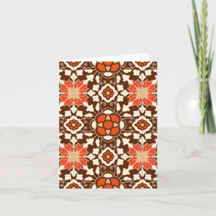 Cartes Pour Fêtes Annuelles Carrelage Floral marocain, Brown, Rust et Beige