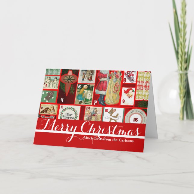 Cartes Pour Fêtes Annuelles Carrés d'illustration de bloc de Noël (Devant)
