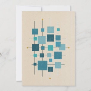 Cartes Pour Fêtes Annuelles Carrés géométriques MCM - Bleu