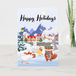 Cartes Pour Fêtes Annuelles Carte-cadeau de vacances : Animaux joueurs dans un