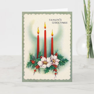 Cartes Pour Fêtes Annuelles "Carte de Noël Vintage - Trois bougies