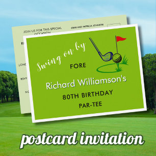 CARTES POUR FÊTES ANNUELLES **CARTE POSTALE DE GOLF PERSONNALISÉE 80E ANNIVERS