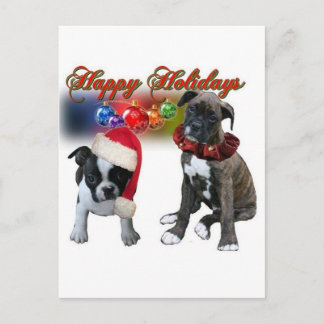 Cartes Pour Fêtes Annuelles Cartes: Joyeuses Fêtes de BT et chiots Boxer
