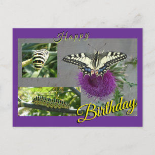 Cartes Pour Fêtes Annuelles Carton d'anniversaire Collage de Swallowtail Jaune