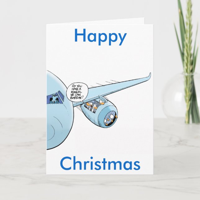 Cartes Pour Fêtes Annuelles Carton de Noël de l'aviation amusante (Devant)