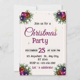 Cartes Pour Fêtes Annuelles Carton d'invitation arbre de Noël modifiable