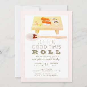 Cartes Pour Fêtes Annuelles Carton d'invitation au Nouvel An Rouleau de Sushi 