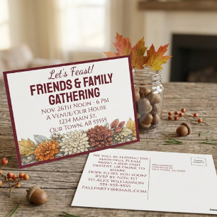 Cartes Pour Fêtes Annuelles Carton d'invitation Friendsgiving Thanksgiving aut