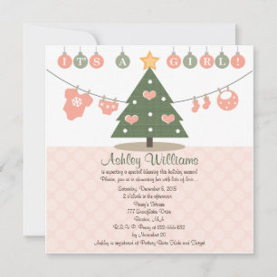 Cartes Pour Fêtes Annuelles Cartons d'invitation rose pour Baby Shower de Noël