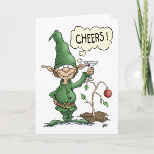 Cartes Pour Fêtes Annuelles Cartoon Christmas Card : Cheval Elf