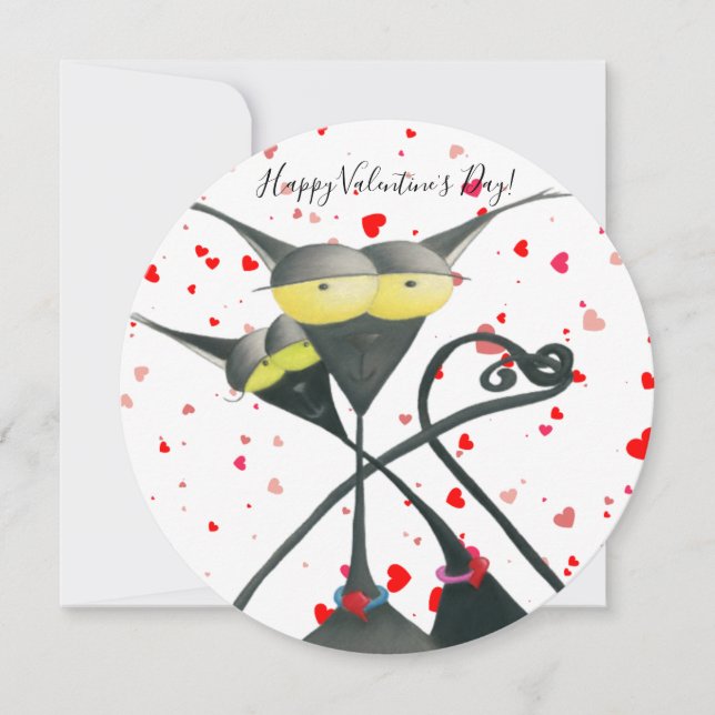 Cartes Pour Fêtes Annuelles Cartoon de chats gris et noir (Devant)