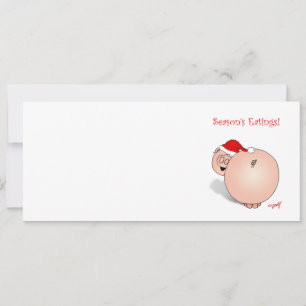 Cartes Pour Fêtes Annuelles Cartoon de cochon pour Bonnes Fêtes (Manges).