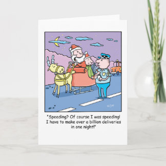 Cartes Pour Fêtes Annuelles Cartoon de Noël Père Noël à la vitesse prise