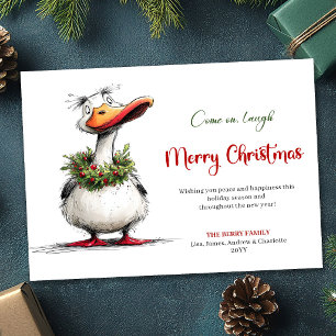 Cartes Pour Fêtes Annuelles Cartoon drôle d'oie fantaisiste de Noël