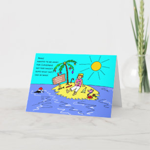 Cartes Pour Fêtes Annuelles Cartoon Drôle Femme Ile du désert Noël