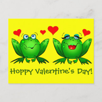 Cartes Pour Fêtes Annuelles Cartoon Grenouilles Heureuses Saint-Valentin Jaune