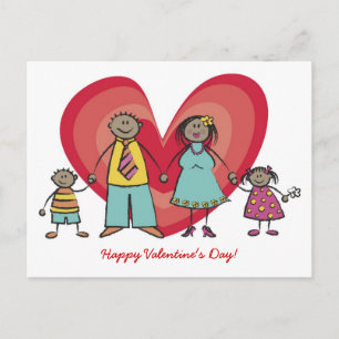 Cartes Pour Fêtes Annuelles Cartoon mignon amusant Happy Family Love Heart Val