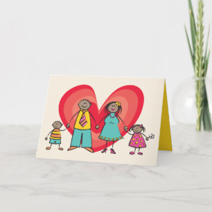 Cartes Pour Fêtes Annuelles Cartoon mignon amusant Happy Family Love Heart Val