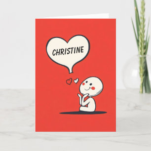 Cartes Pour Fêtes Annuelles Cartoon mignon Coeur amour Rouge