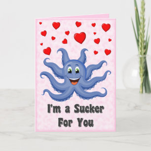 Cartes Pour Fêtes Annuelles Cartoon mignon Coeurs de pieuvre Funny Valentines