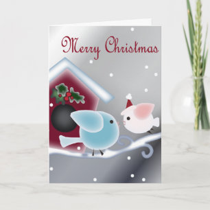 Cartes Pour Fêtes Annuelles Cartoon mistletoe Inséparables Notre premier Noël