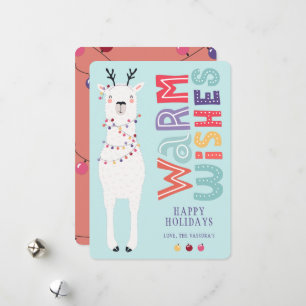 Cartes Pour Fêtes Annuelles Cartoon moderne mignon Noël Llama Éclairages à cor