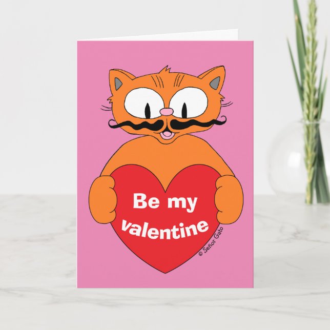 Cartes Pour Fêtes Annuelles Cartoon Mustache Cat (Devant)