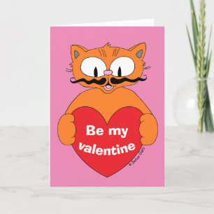 Cartes Pour Fêtes Annuelles Cartoon Mustache Cat