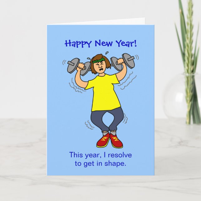 Cartes Pour Fêtes Annuelles Cartoon Nouvel An pour résolution amusante de l'en (Devant)