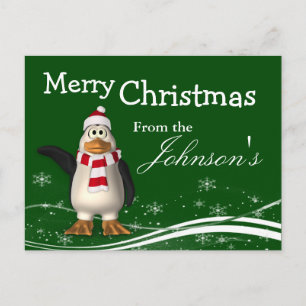 Cartes Pour Fêtes Annuelles Cartoon Santa Claus Penguin voeux de Noël