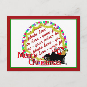 Cartes Pour Fêtes Annuelles Cartoon Santa's Sleigh Ride Photo Frame