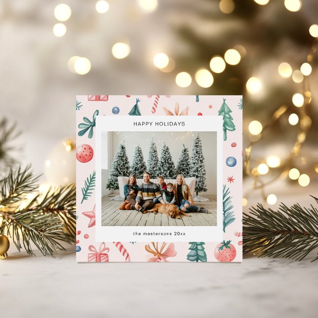 Cartes Pour Fêtes Annuelles Cartoon Style Pastel Illustrations de vacances Car (Créateur téléchargé)