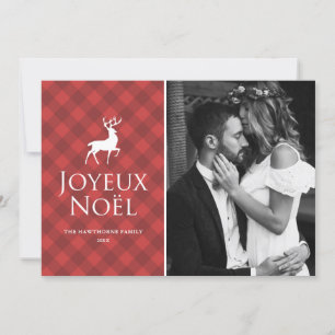 Cartes Pour Fêtes Annuelles Cartouche rouge classique avec Deer Joyeux Noël Ph