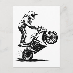Cartes Pour Fêtes Annuelles Cascade de moto de sport
