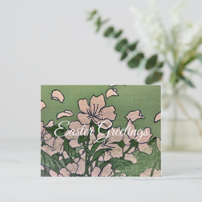 Cartes Pour Fêtes Annuelles Cascade en fleurs roses (Debout devant)