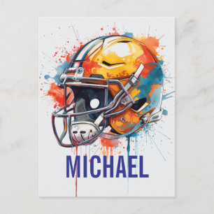 Cartes Pour Fêtes Annuelles Casque de football de motivation inspirante nom