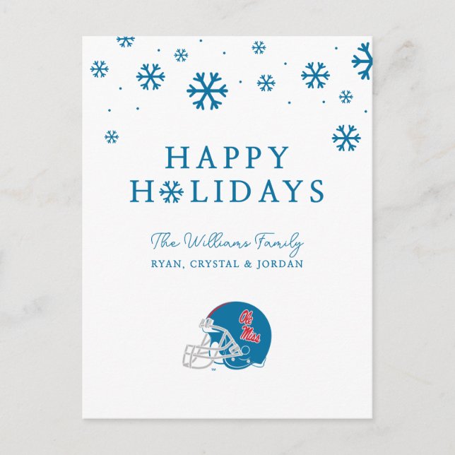 Cartes Pour Fêtes Annuelles Casque de football Ole Miss | Bleu clair (Devant)