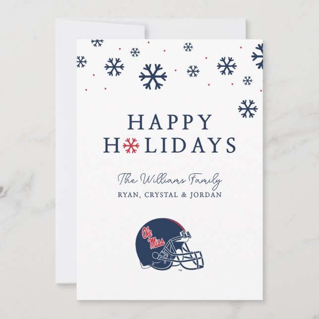 Cartes Pour Fêtes Annuelles Casque de football Ole Miss | Bleu foncé (Devant)