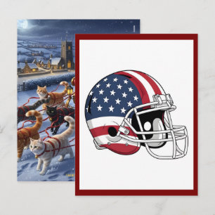 Cartes Pour Fêtes Annuelles Casque Gridiron Glory avec drapeau américain